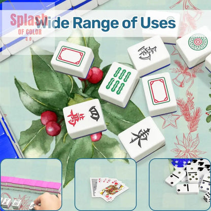 Mahjong Holiday Mat, Winterberry Watercolor Festive Mahj Game Night Mat - Splash of Color co.