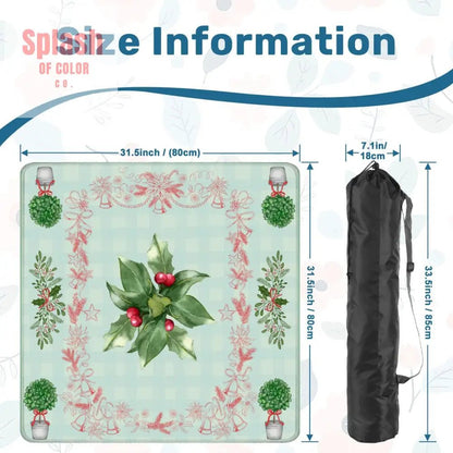 Mahjong Holiday Mat, Winterberry Watercolor Festive Mahj Game Night Mat - Splash of Color co.