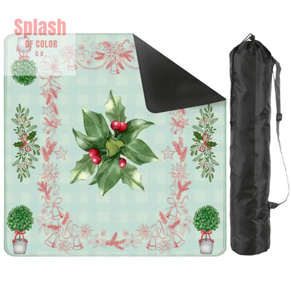 Mahjong Holiday Mat, Winterberry Watercolor Festive Mahj Game Night Mat - Splash of Color co.