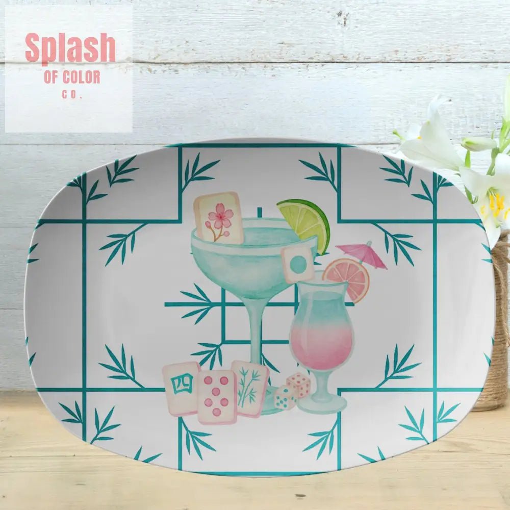Mahjong Hostess Party Platter Mahj Watercolor Tile Mahjong Gift Kitchenware