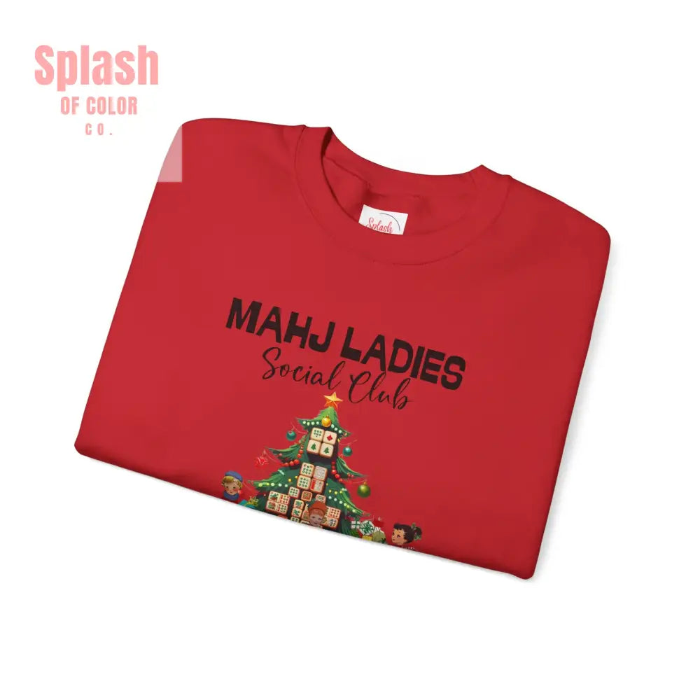 Mahjong Ladies Christmas Club Funny Holiday Group Sweatshirt Cozy Game Night Gift Christmas Apparel Sweatshirt