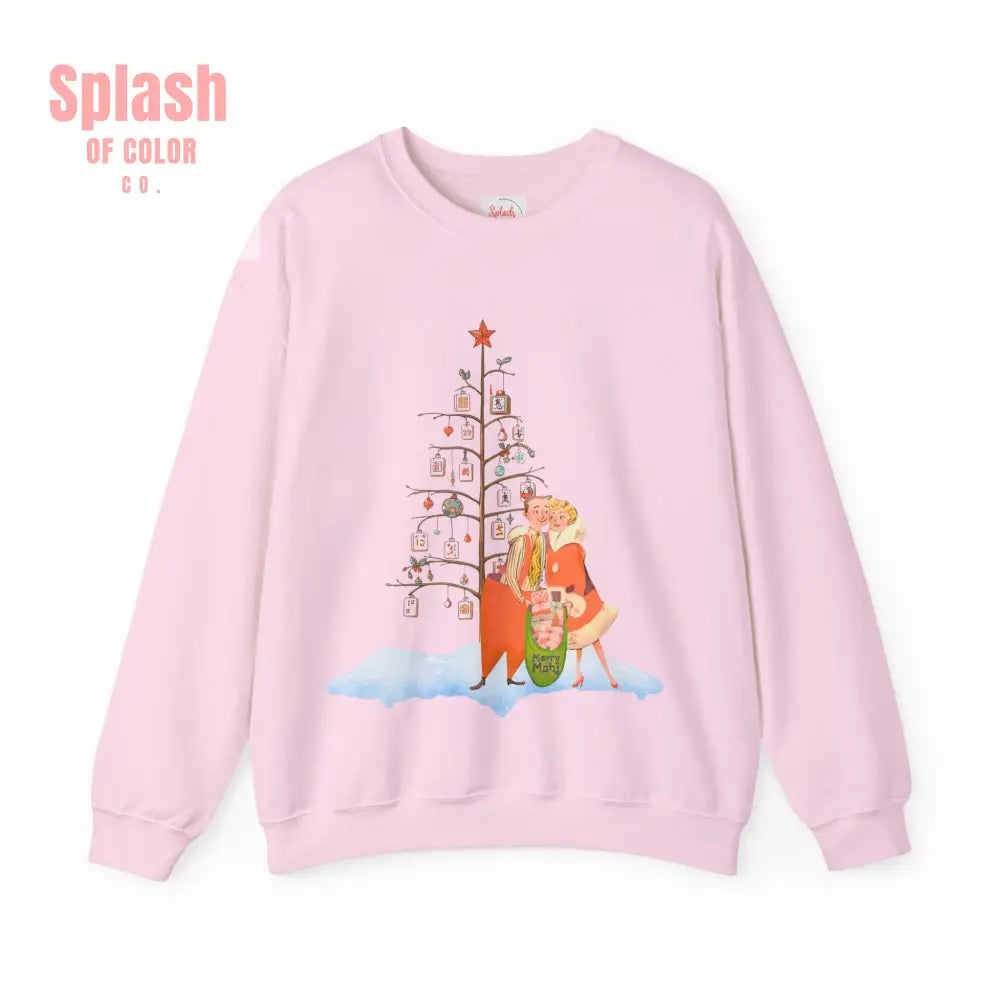 Mahjong Lover Christmas Cozy Holiday Sweatshirt for Family Gatherings And Festive Mahjong Game Nights - S / Light Pink