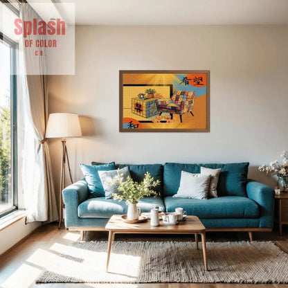 Mahjong Lover Golden Sun Orange Blue Whimsical Wooden Jigsaw Puzzles 1000 pcs - Splash of Color co.