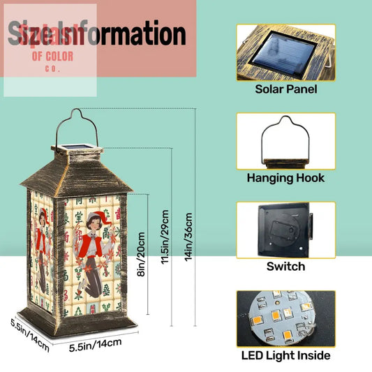 Mahjong Lover Holiday Whimsy Vintage Mahj Tiles And Christmas Gal Solar Lantern One Size Art Lighting
