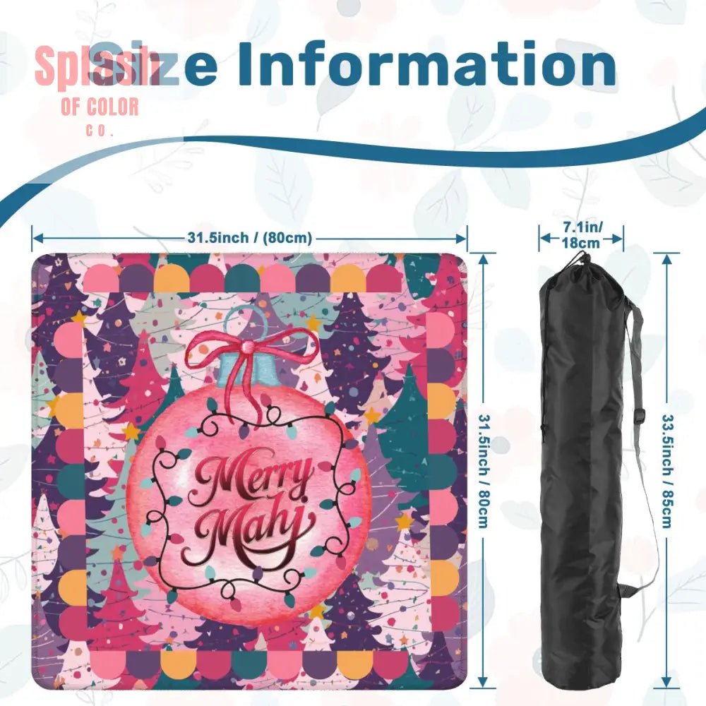 Mahjong Christmas Mat, Festive Trees, Pink, Purple Teal Merry Mahj Mat - Splash of Color co.