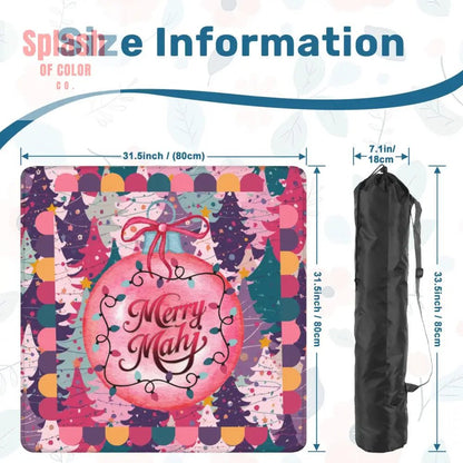 Mahjong Christmas Mat, Festive Trees, Pink, Purple Teal Merry Mahj Mat - Splash of Color co.