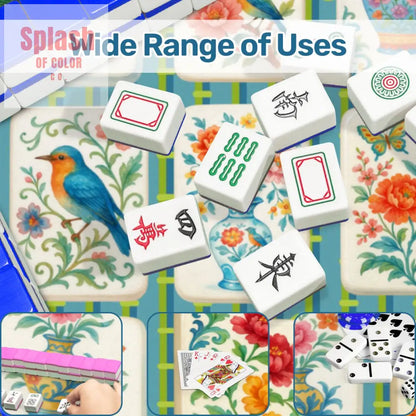 Mahjong Mat Asian Bamboo Background Floral Mahjong Tile Mahj Mat - 31.5’’x31.5’’ - Daily Accessories