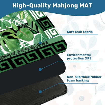 Mahjong Mat Black And Green Tropical Asian Border Mahj Mat - 31.5’’x31.5’’ - Daily Accessories