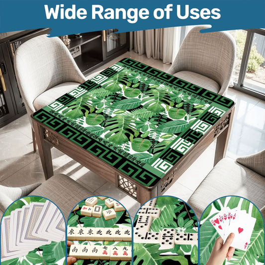 Mahjong Mat Black And Green Tropical Asian Border Mahj Mat - 31.5’’x31.5’’ - Daily Accessories