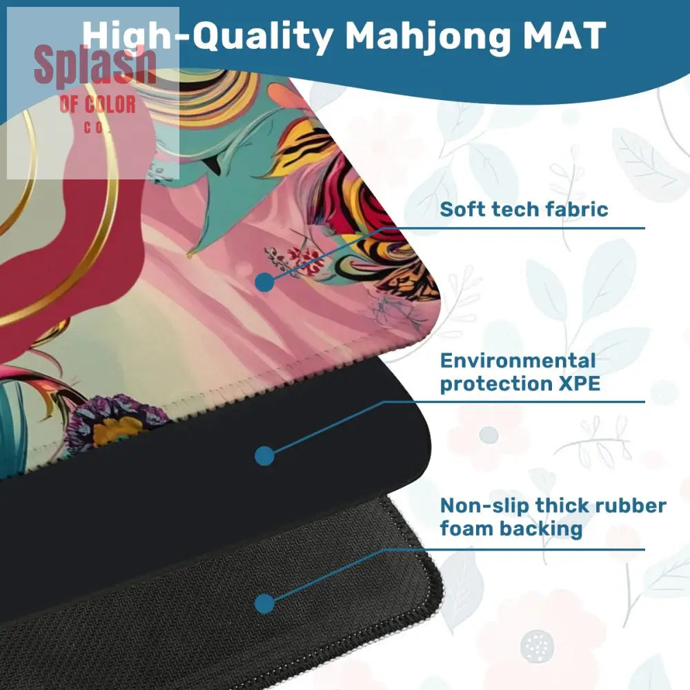 Mahjong Mat Bohemian Jeweled Tones Fusia Pink Teal Maroon Watercolor Mahj Game Night Mat Daily Accessories