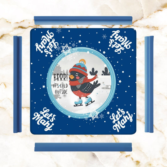 Mahjong Mat Chrismtas Winter Whimsy Let’s Mahj Game Mat - 31.5’’x31.5’’ - Daily Accessories
