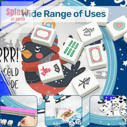 Mahjong Mat Chrismtas Winter Whimsy Let’s Mahj Game Mat - 31.5’’x31.5’’ - Daily Accessories