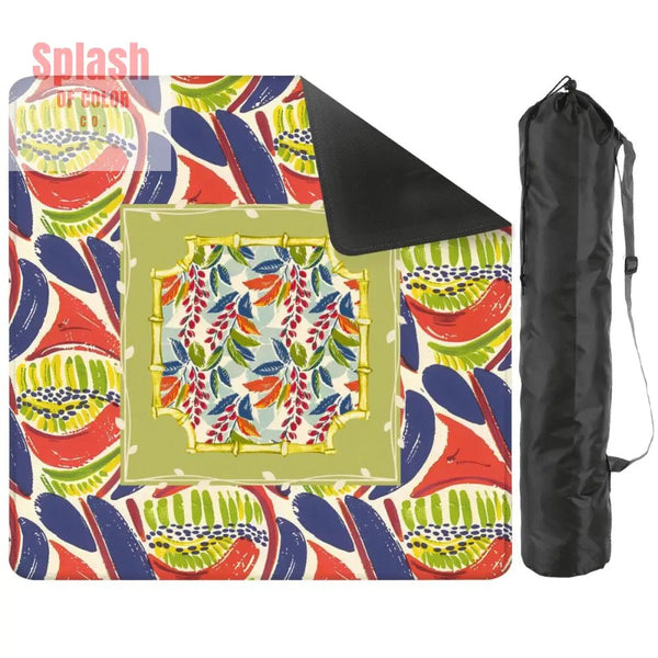 Mahjong Mat, Coral Blue Abstract Floral Modern Mahjong Mat - Splash of Color co.