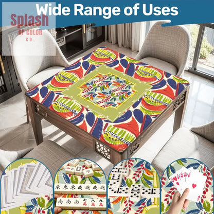 Mahjong Mat Coral Blue Abstract Floral Modern Mahjong Mat Daily Accessories