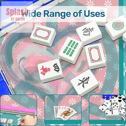 Mahjong Mat Daisy Flower Pink, Teal Peace And Love Mahj Game Mat - Splash of Color co.