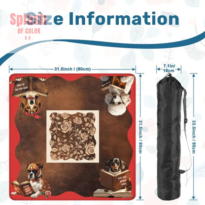 Mahjong Mat Dogs And Mahjong Funny Preppy Book Dogs Faux Leather Background Mahj Mat Daily Accessories