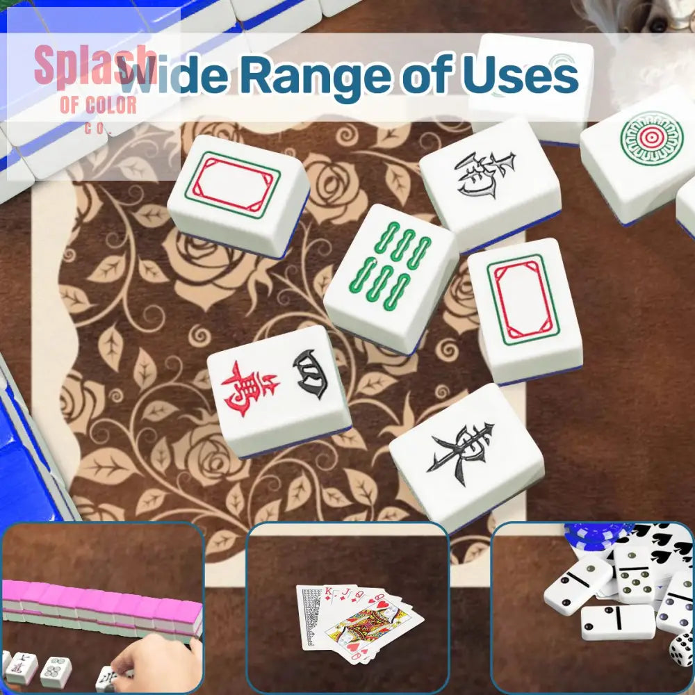 Mahjong Mat Dogs And Mahjong Funny Preppy Book Dogs Faux Leather Background Mahj Mat Daily Accessories