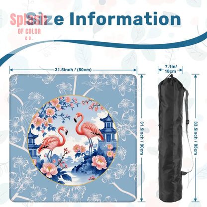 Mahjong Mat Floral Cherry Blossoms Pagoda Flamingos In Paradise Mahj Mat - 31.5’’x31.5’’ - Daily Accessories