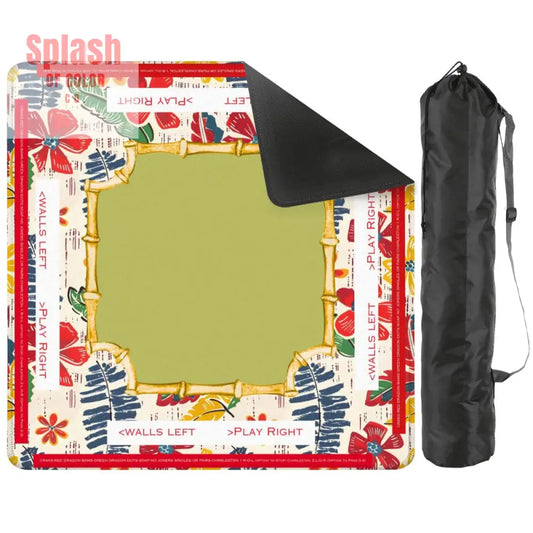 Mahjong Mat Floral Heritage Instructional Learning Mat Blue Green Yellow Preppy Mahj Mat 2mm (Black Bag) Daily