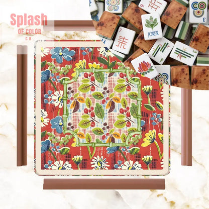Mahjong Mat Floral Heritage Rust Yellow Blue Preppy Mahj Mat Coordinates Well With Heritage Tiles Daily Accessories