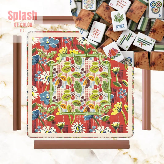 Mahjong Mat Floral Heritage Rust Yellow Blue Preppy Mahj Mat Coordinates Well With Heritage Tiles Daily Accessories