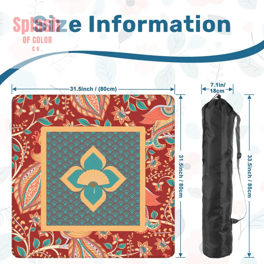 Mahjong Mat Floral Mandarin Asian Zen Teal Coral Rust Mahj Game Mat - Daily Accessories