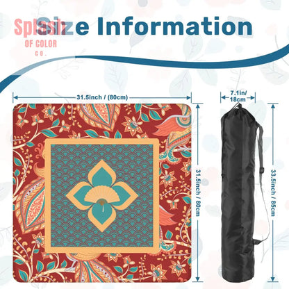 Mahjong Mat Floral Mandarin Asian Zen Teal Coral Rust Mahj Game Mat - Daily Accessories