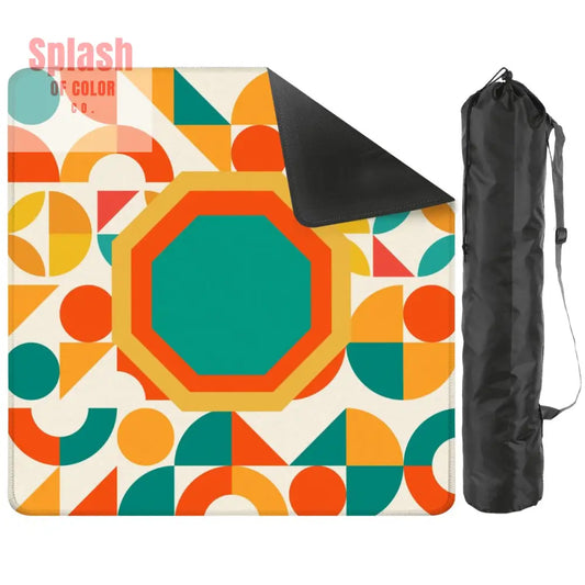 Mahjong Mat Geometric Color Splash Mahjong Mat – Teal Yellow & Orange 2mm (Black Bag) Daily Accessories
