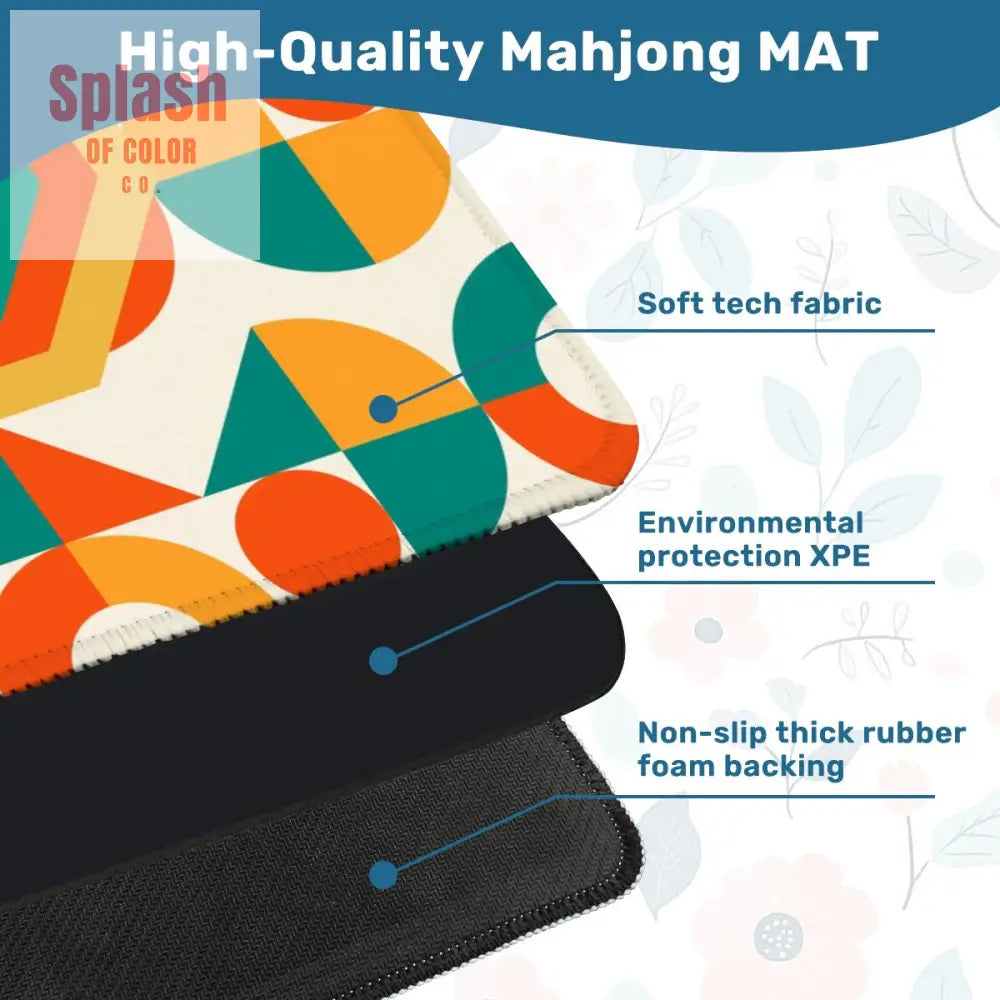 Mahjong Mat Geometric Color Splash Mahjong Mat – Teal Yellow & Orange Daily Accessories
