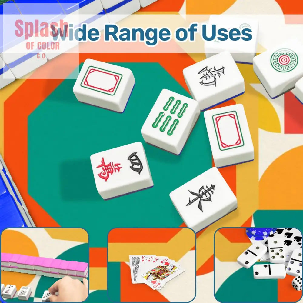 Mahjong Mat Geometric Color Splash Mahjong Mat – Teal Yellow & Orange Daily Accessories