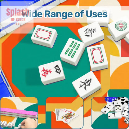 Mahjong Mat Geometric Color Splash Mahjong Mat – Teal Yellow & Orange Daily Accessories