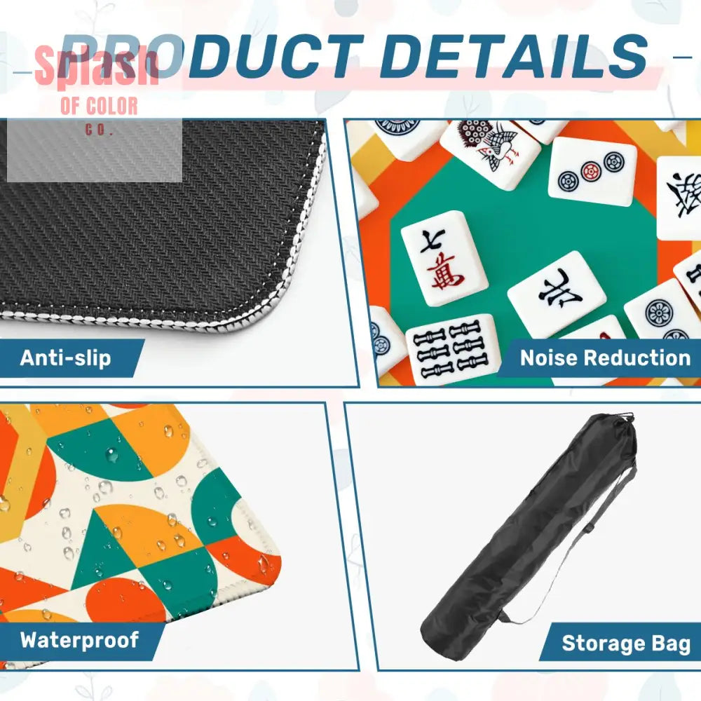 Mahjong Mat Geometric Color Splash Mahjong Mat – Teal Yellow & Orange Daily Accessories