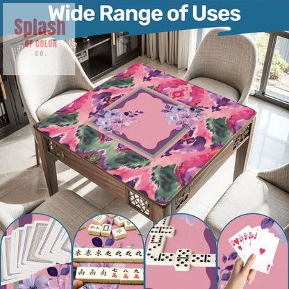 Mahjong Mat Ikat Watercolor Pink Purple Emerald Green Boho Mahj Mat Daily Accessories