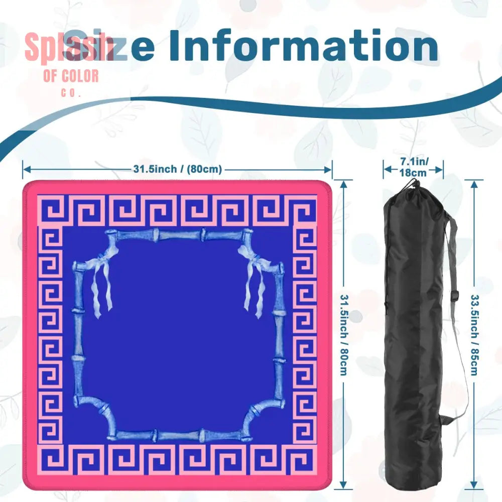 Mahjong Mat In Royal Blue Hot Pink Minimalist Style Mahjong Game Night Mat - 31.5’’x31.5’’ - Daily Accessories