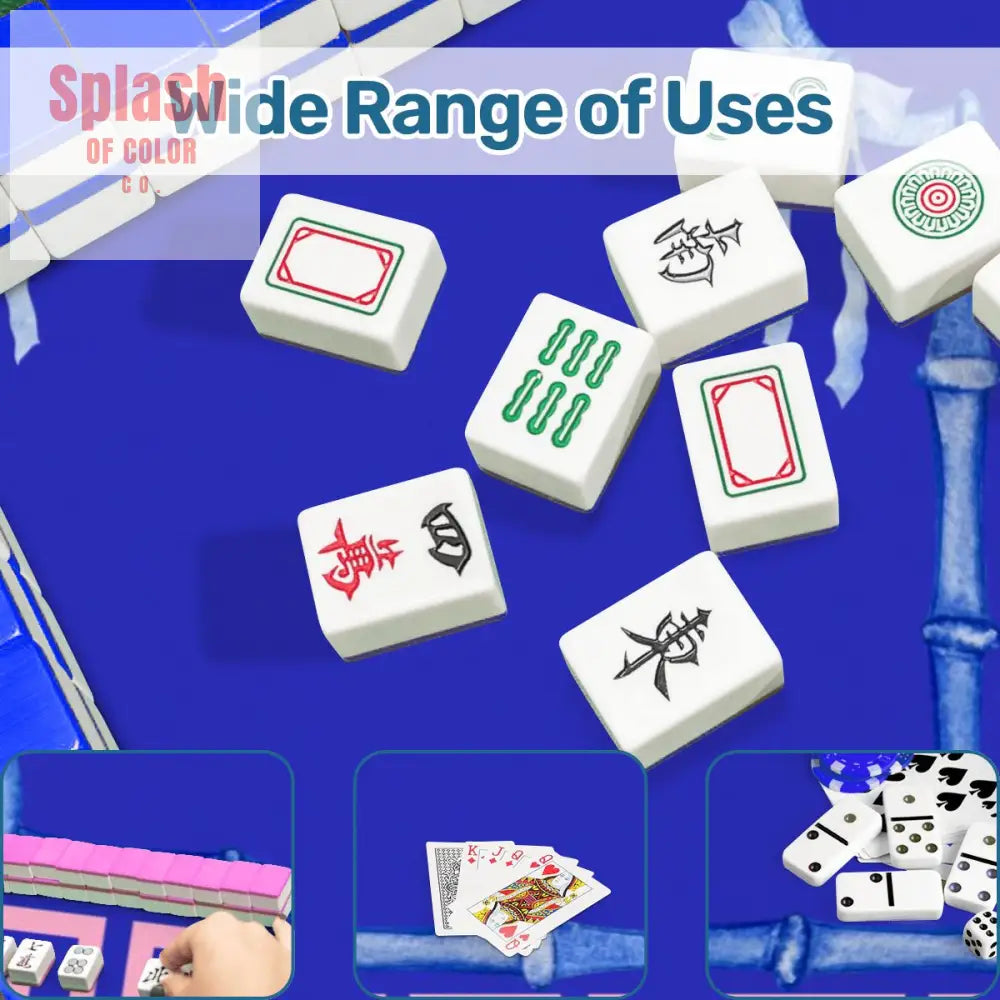 Mahjong Mat In Royal Blue Hot Pink Minimalist Style Mahjong Game Night Mat - 31.5’’x31.5’’ - Daily Accessories