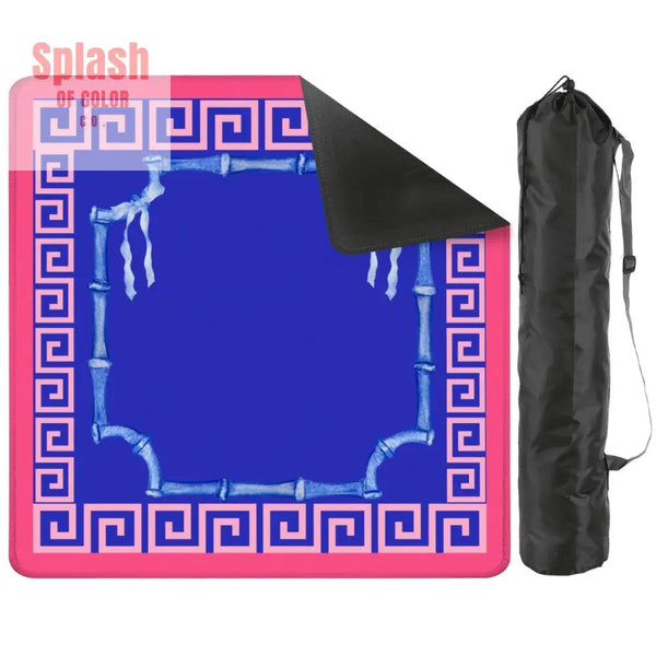Mahjong Mat In Royal Blue Hot Pink Minimalist Style Mahjong Game Night Mat - 31.5’’x31.5’’ - Daily Accessories