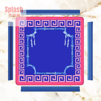 Mahjong Mat In Royal Blue Hot Pink Minimalist Style Mahjong Game Night Mat - 31.5’’x31.5’’ - Daily Accessories