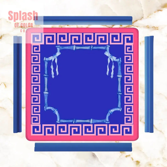 Mahjong Mat In Royal Blue Hot Pink Minimalist Style Mahjong Game Night Mat - 31.5’’x31.5’’ - Daily Accessories