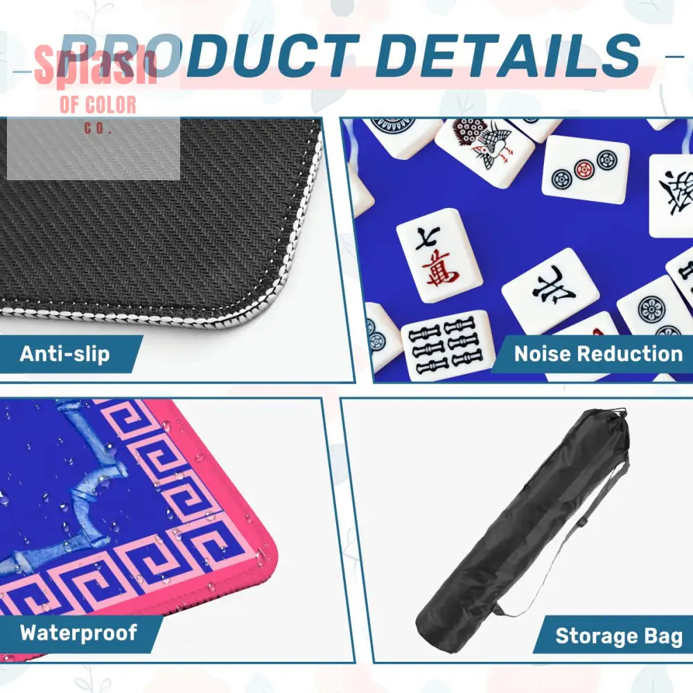 Mahjong Mat In Royal Blue Hot Pink Minimalist Style Mahjong Game Night Mat - 31.5’’x31.5’’ - Daily Accessories