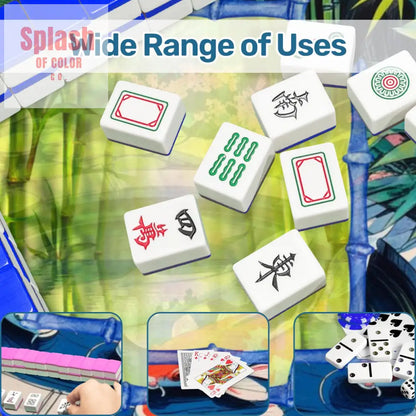 Mahjong Mat Japanese Koi Pond Asian Garden Zen Blue Green Elegant Mahj Mat 31.5’’x31.5’’ Daily Accessories