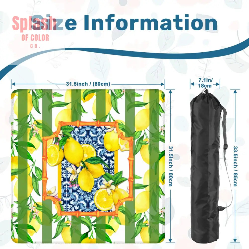 Mahjong Mat Lemon Zest Preppy Green Striped Lemon Mahj Mat 31.5’’x31.5’’ Daily Accessories