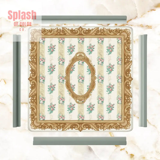 Mahjong Mat Mama Approved Vintage Floral Victorian Gold Frames Game Mat Daily Accessories
