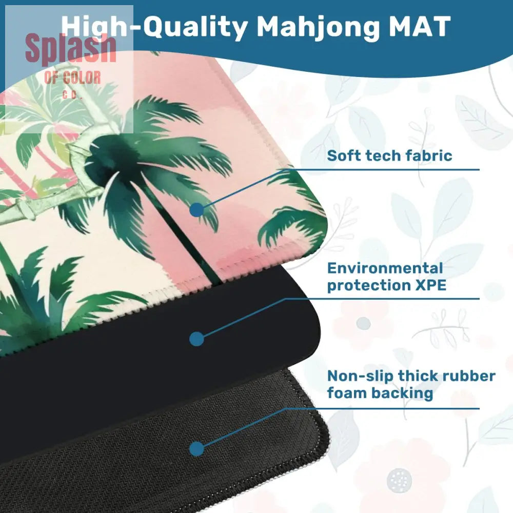 Mahjong Mat Palm Beach Watercolor Pastel Preppy Style Palm Tree Mahjong Mat 31.5’’x31.5’’ Daily Accessories