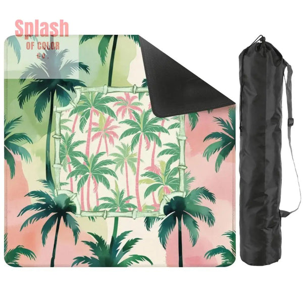 Mahjong Mat Palm Beach Watercolor Pastel Preppy Style Palm Tree Mahjong Mat 31.5’’x31.5’’ Daily Accessories
