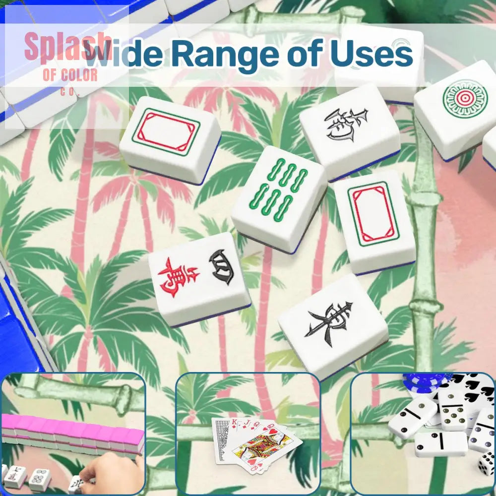 Mahjong Mat Palm Beach Watercolor Pastel Preppy Style Palm Tree Mahjong Mat 31.5’’x31.5’’ Daily Accessories