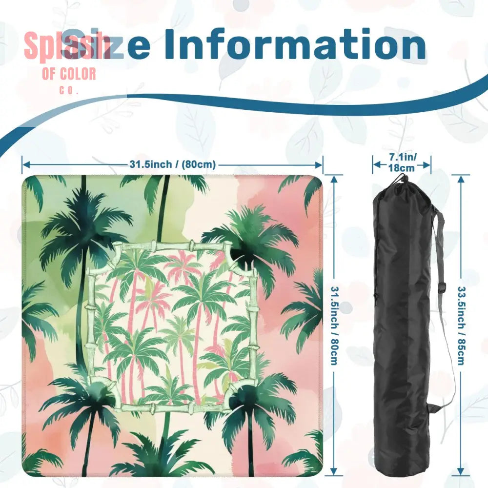 Mahjong Mat Palm Beach Watercolor Pastel Preppy Style Palm Tree Mahjong Mat 31.5’’x31.5’’ Daily Accessories