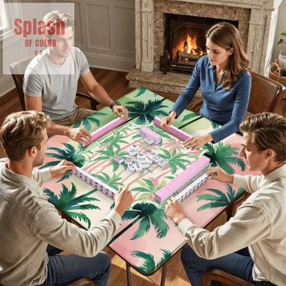 Mahjong Mat Palm Beach Watercolor Pastel Preppy Style Palm Tree Mahjong Mat 31.5’’x31.5’’ Daily Accessories