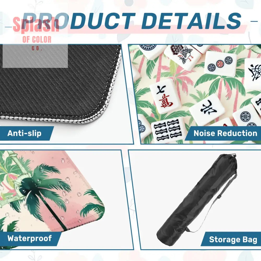 Mahjong Mat Palm Beach Watercolor Pastel Preppy Style Palm Tree Mahjong Mat 31.5’’x31.5’’ Daily Accessories