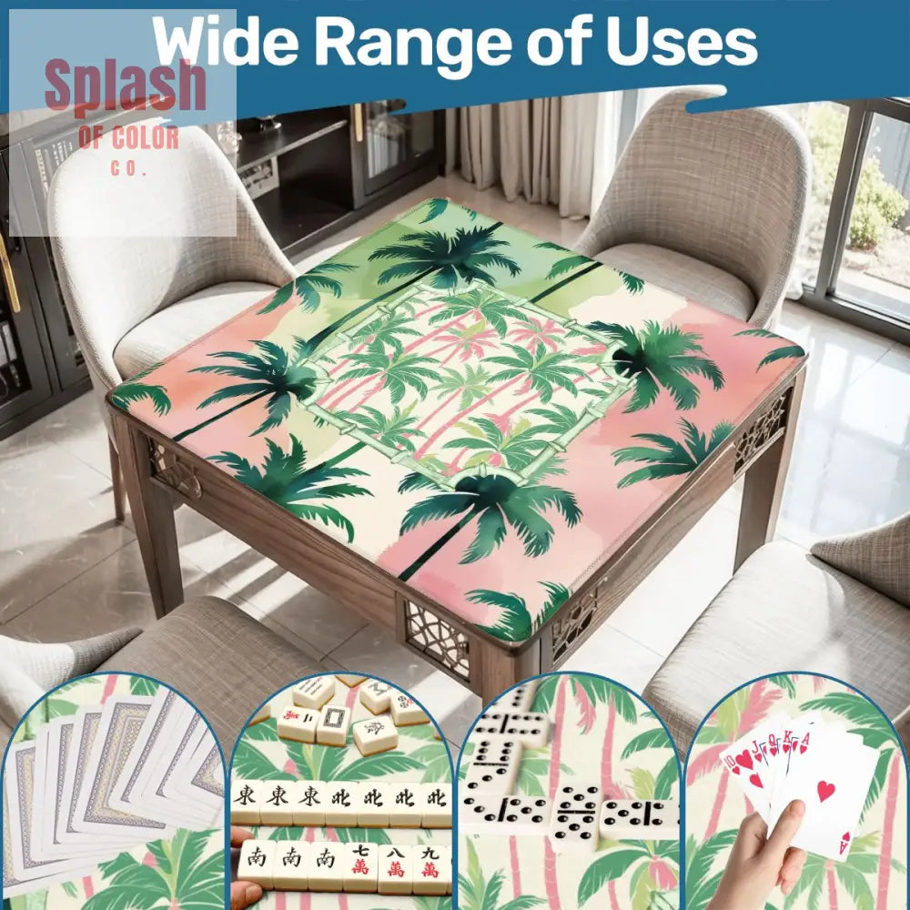 Mahjong Mat Palm Beach Watercolor Pastel Preppy Style Palm Tree Mahjong Mat 31.5’’x31.5’’ Daily Accessories