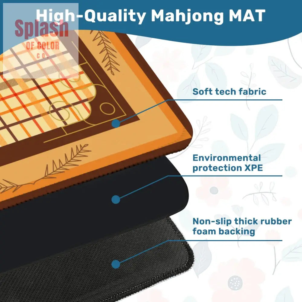 Mahjong Mat Plaid Brown Orange Yellow Mahj Game Mat Daily Accessories